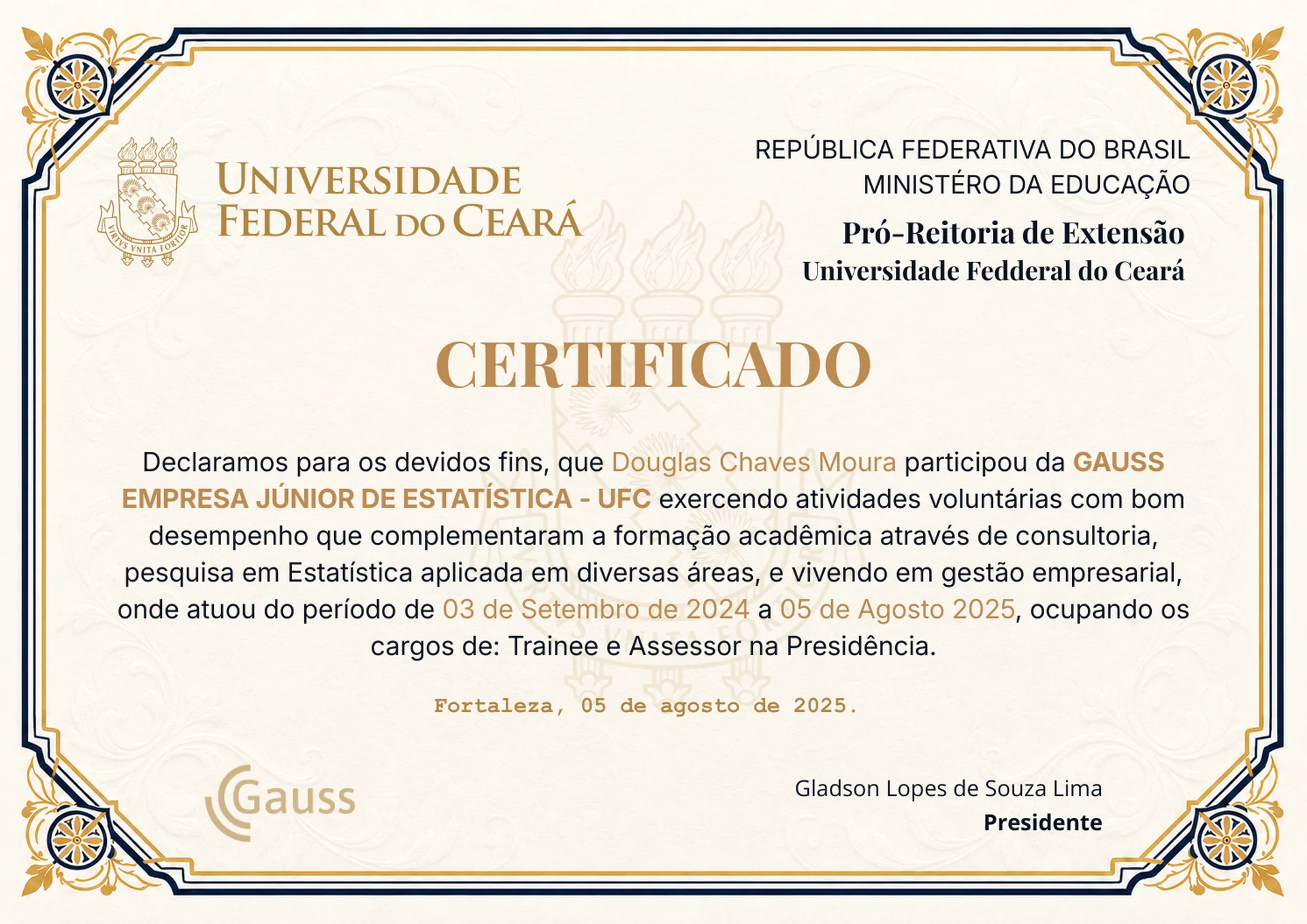 Certificado Gauss